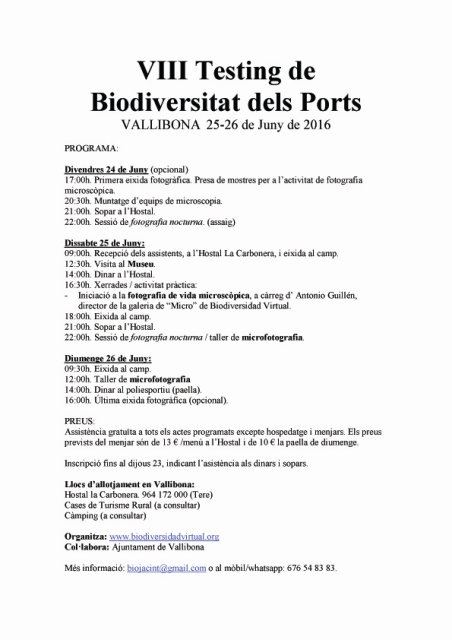 Testing biodiversitat els Ports Vallibona